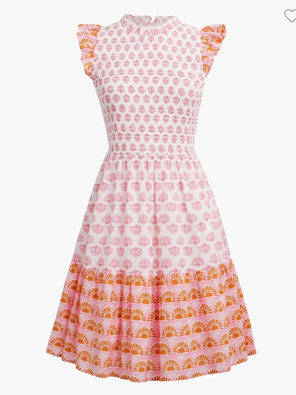J. Crew Pink/Orange Cotton Ruffle Sun And Shell Print Dress Size XS